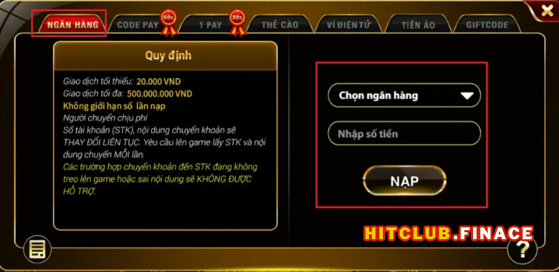 Nạp tiền hitclub