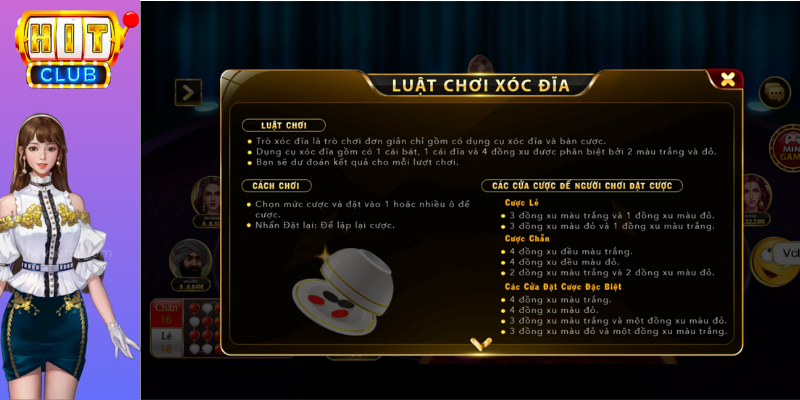 luật chơi xóc đĩa hitclub