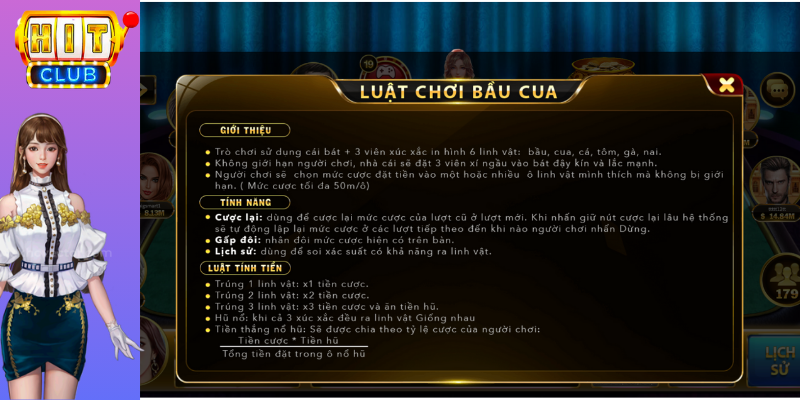 hướng dẫn chơi bầu cua hit club