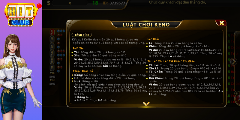 Hướng dẫn chơi Keno Hitclub