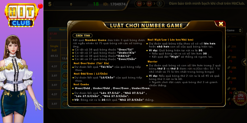 Luật chơi Number Game Hitclub